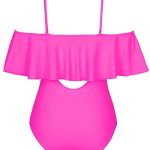 Removable Strap Women Sexy One Piece Swimwear-Neon Pink - Image 4