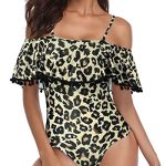 Retro Padded Soft Bra One Piece Swimsuit For Women-Leopard - Image 3