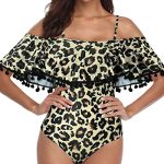 Retro Padded Soft Bra One Piece Swimsuit For Women-Leopard - Image 4