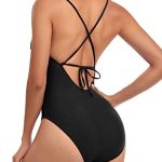Women's Cross Back Swimwear Sexy One Piece Swimsuits-Black - Image 4