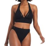 Bar III Women's Longline Halter Bra Bikini Top & High