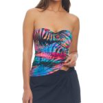 Bleu by Rod Beattie Women's Printed Draped Bandini & Solid Hipster Swim Skirt