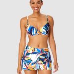 Anne Cole Women's Printed Underwire Bikini Top & Tulip Draped Swim Skirt