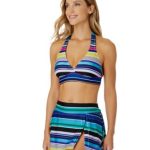 Anne Cole Women's Marilyn Striped Halter Bikini Top & Swim Skirt