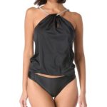 Carmen Marc Valvo High Neck Tankini Top & Ruched
