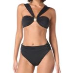 Carmen Marc Valvo Women's Embellished Bandeau Bra Swim Top & Ruched
