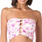 Carmen Marc Valvo Women's Printed Shirred Bandeau Crop Bikini Top