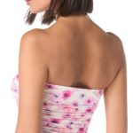 Carmen Marc Valvo Women's Printed Shirred Bandeau Crop Bikini Top - Image 2